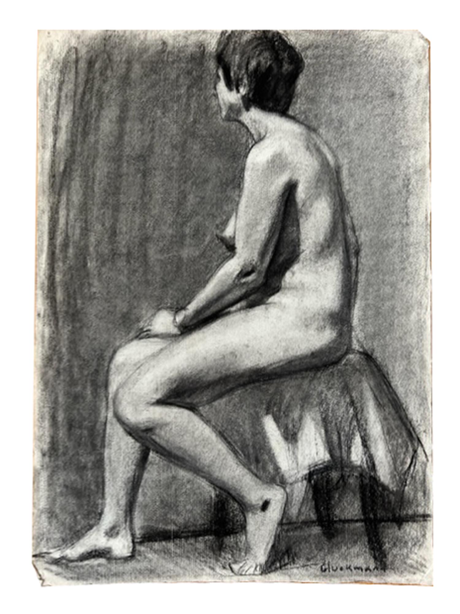 RUSSIAN GRIGORY GLUCKMANN NUDE STUDY PAINTING